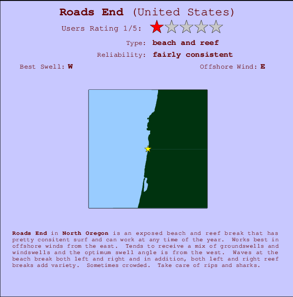 Roads End Carte et Info des Spots