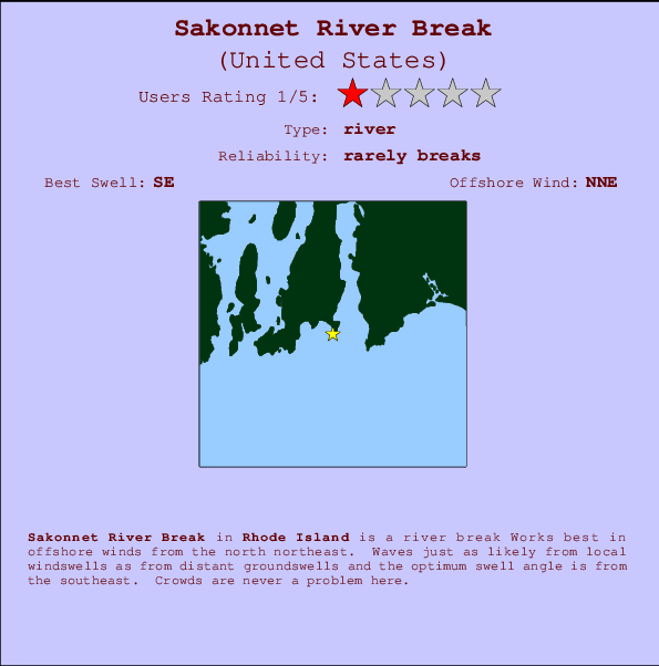 Sakonnet River Break Carte et Info des Spots
