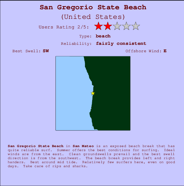 San Gregorio State Beach Carte et Info des Spots