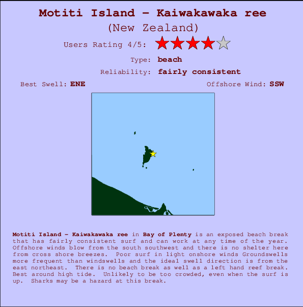 Motiti Island - Kaiwakawaka ree Carte et Info des Spots