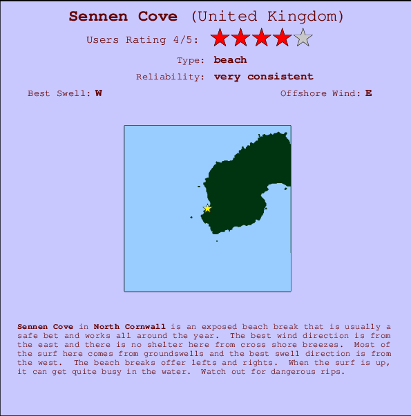 Sennen Cove Carte et Info des Spots