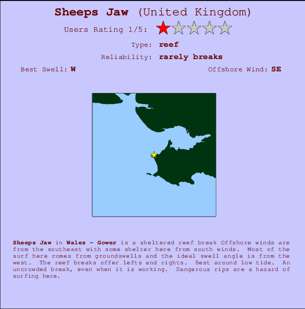 Sheeps Jaw Carte et Info des Spots