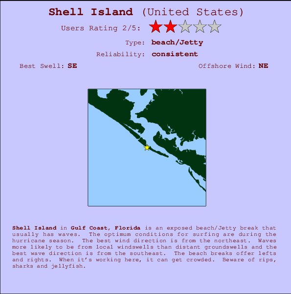 Shell Island Carte et Info des Spots
