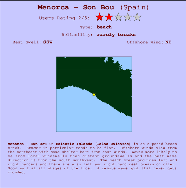 Menorca - Son Bou Carte et Info des Spots