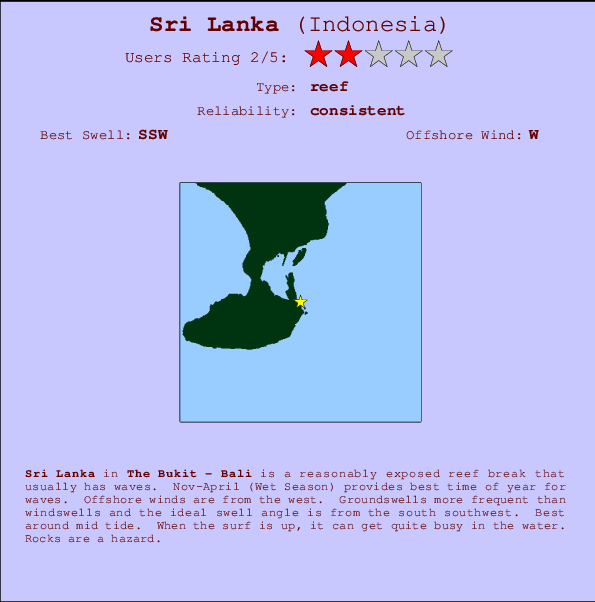 Sri Lanka Carte et Info des Spots