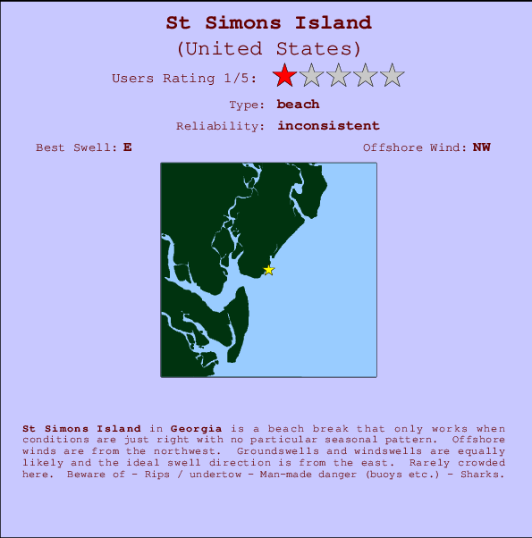 St Simons Island Carte et Info des Spots