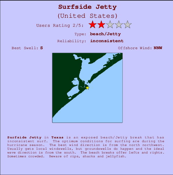Surfside Jetty Carte et Info des Spots