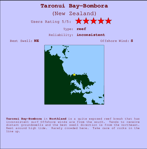 Taronui Bay-Bombora Carte et Info des Spots