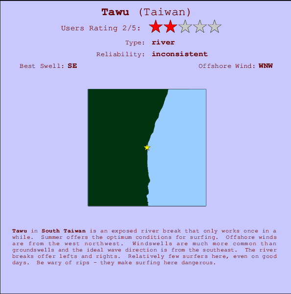 Tawu Carte et Info des Spots