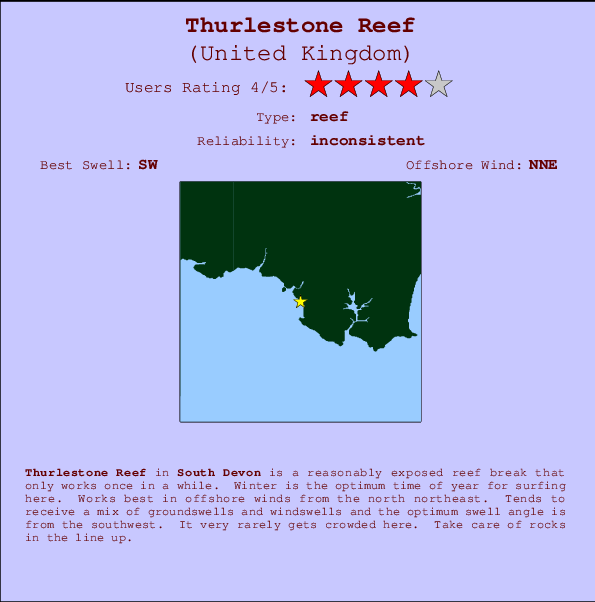 Thurlestone Reef Carte et Info des Spots