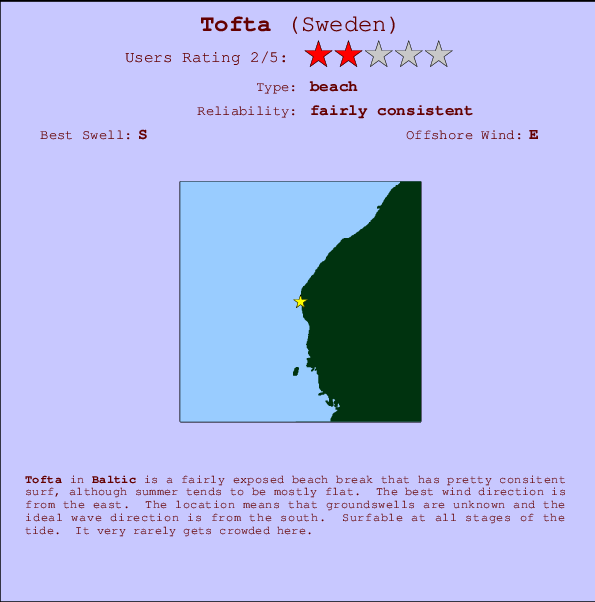 Tofta Carte et Info des Spots