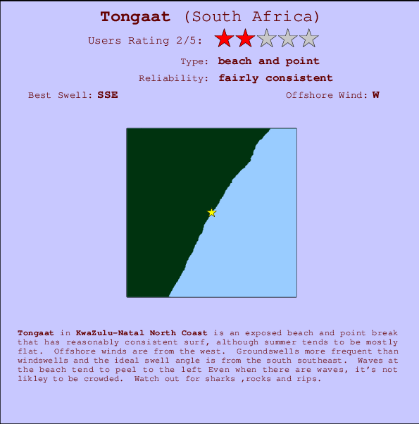 Tongaat Carte et Info des Spots