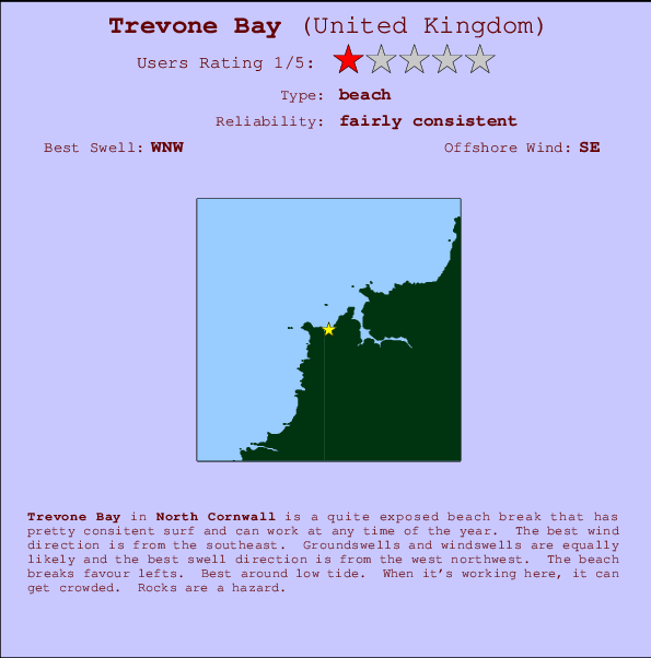 Trevone Bay Carte et Info des Spots