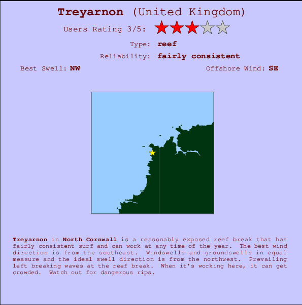 Treyarnon Carte et Info des Spots