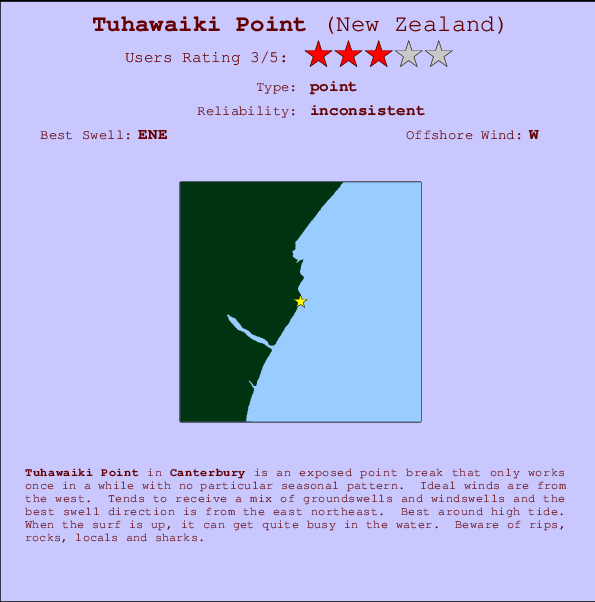 Tuhawaiki Point Carte et Info des Spots