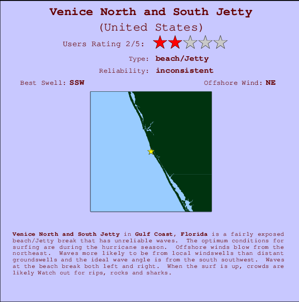 Venice North and South Jetty Carte et Info des Spots