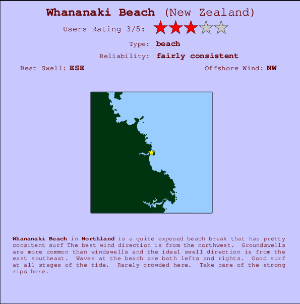 Whananaki Beach Carte et Info des Spots