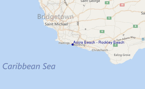 carte de localisation de Accra Beach - Rockley Beach