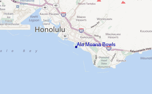 carte de localisation de Ala Moana Bowls