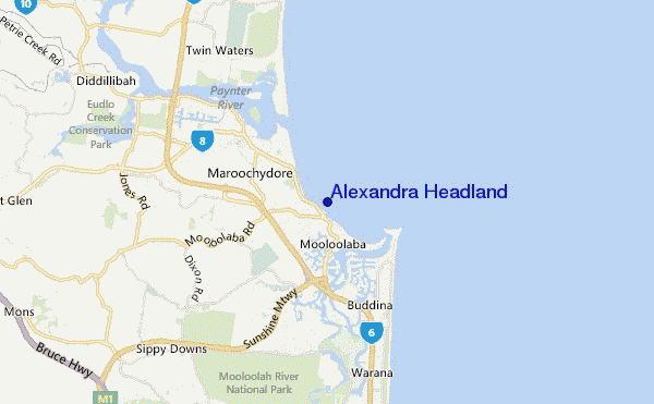 carte de localisation de Alexandra Headland