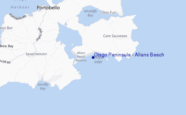 carte de localisation de Otago Peninsula - Allans Beach