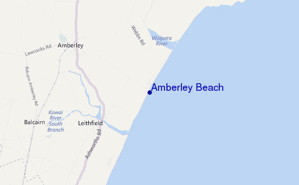 carte de localisation de Amberley Beach