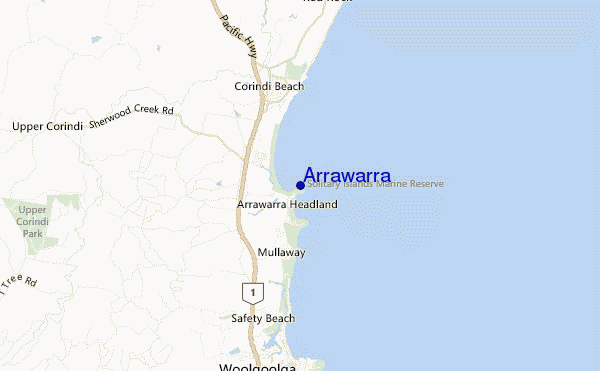 carte de localisation de Arrawarra