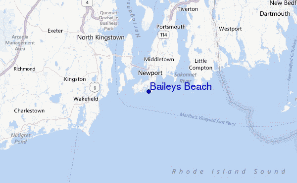 Baileys Beach Location Map
