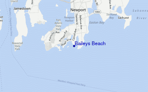 carte de localisation de Baileys Beach