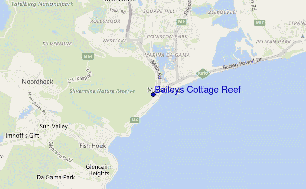 carte de localisation de Baileys Cottage Reef