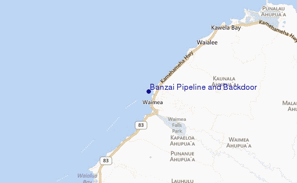 carte de localisation de Banzai Pipeline and Backdoor