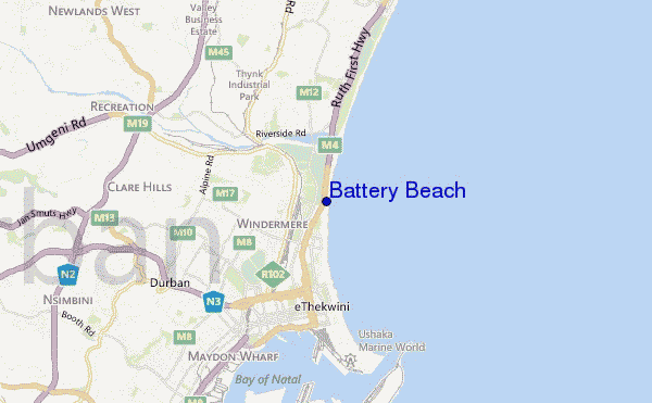 carte de localisation de Battery Beach