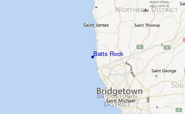 carte de localisation de Batts Rock