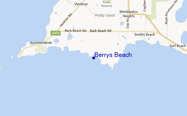 carte de localisation de Berrys Beach