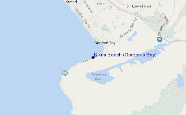 carte de localisation de Bikini Beach (Gordon's Bay)