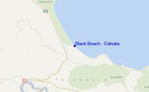 carte de localisation de Black Beach / Cahuita