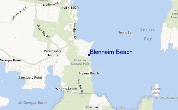 carte de localisation de Blenheim Beach