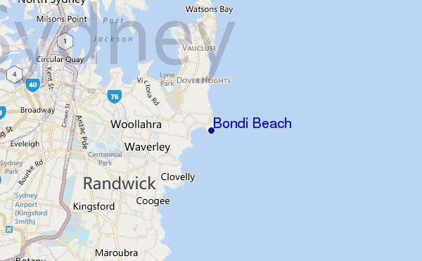 carte de localisation de Bondi Beach