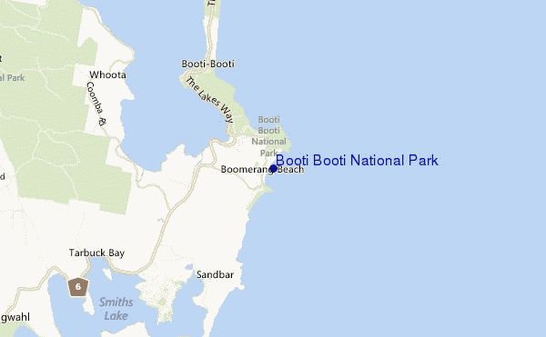 carte de localisation de Booti Booti National Park