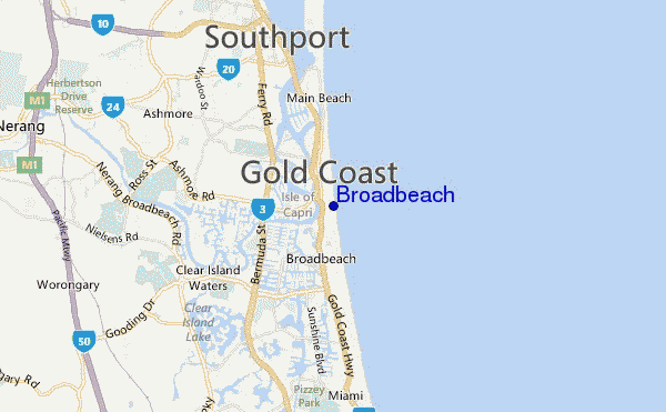 carte de localisation de Broadbeach