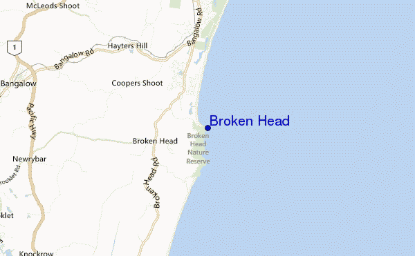 carte de localisation de Broken Head