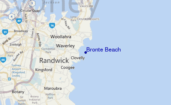 carte de localisation de Bronte Beach