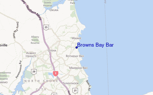 carte de localisation de Browns Bay Bar