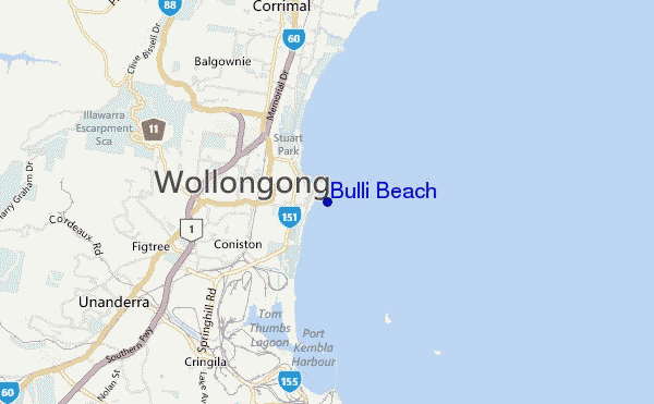 carte de localisation de Bulli Beach