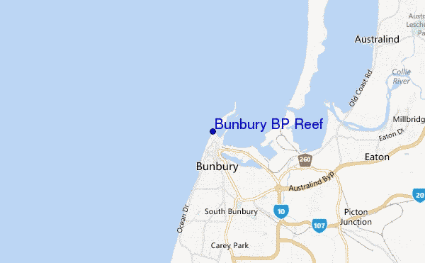 carte de localisation de Bunbury BP Reef