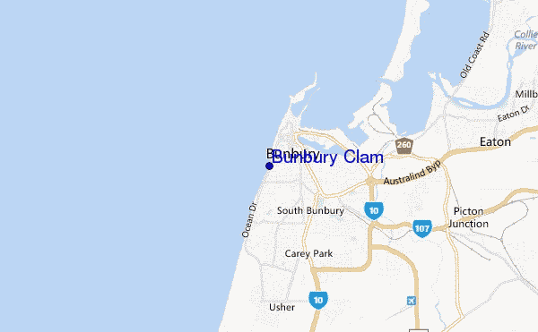 carte de localisation de Bunbury Clam