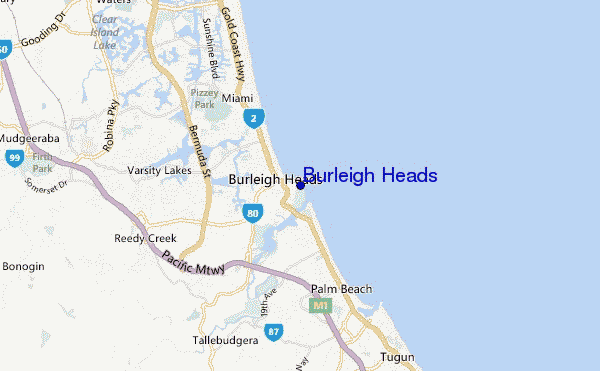 carte de localisation de Burleigh Heads