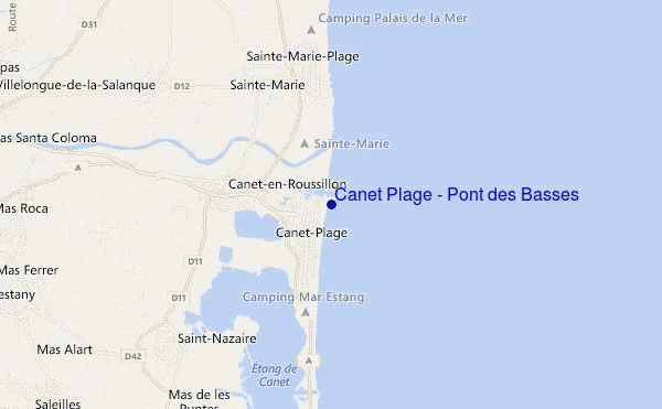 carte de localisation de Canet Plage - Pont des Basses