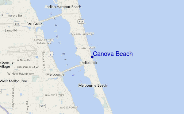 carte de localisation de Canova Beach