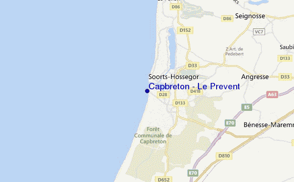 carte de localisation de Capbreton - Le Prevent